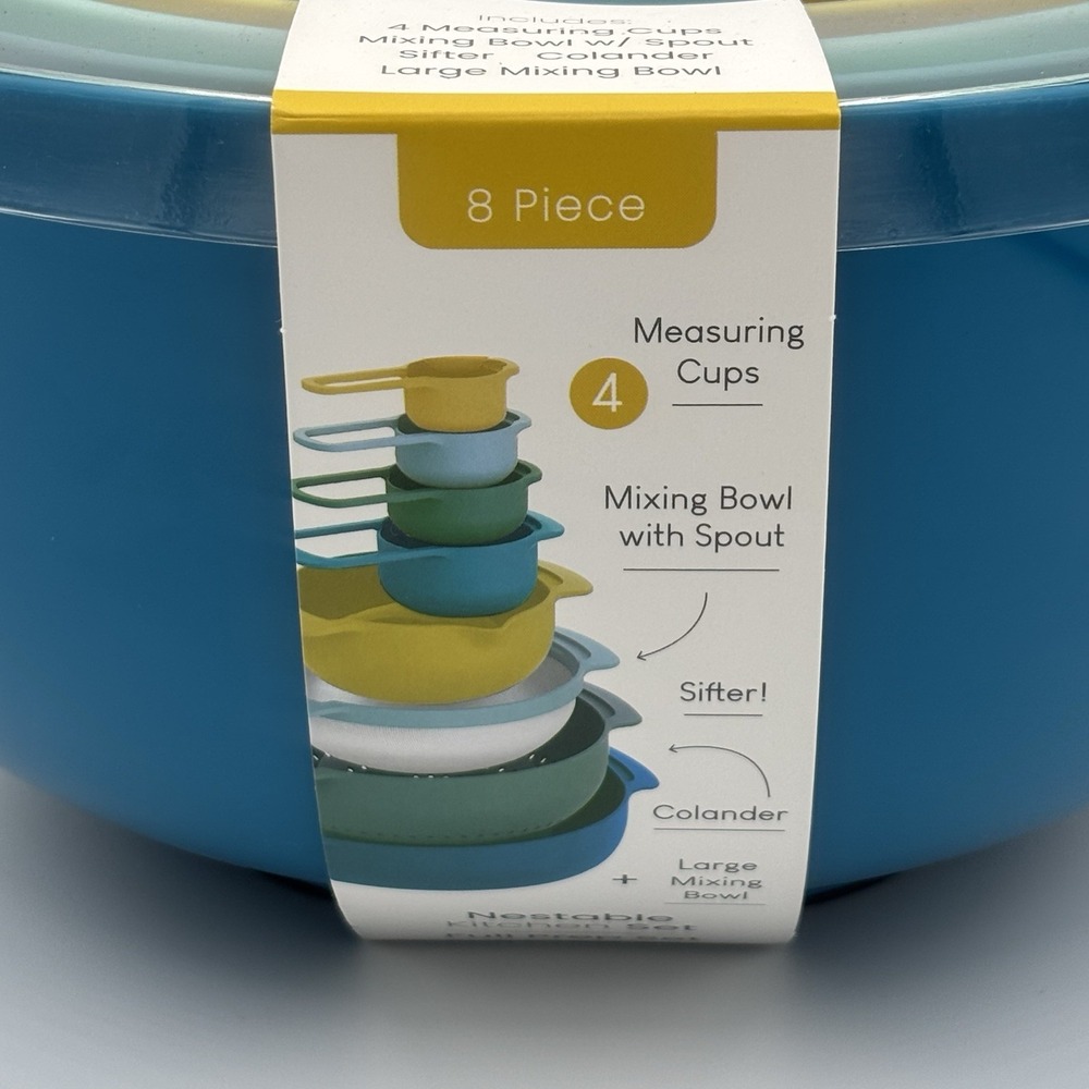 Home Collection Nestable 4 Measuring Cups Mixing Bowls Sifter Colander Prep Set - Picture 2 of 10